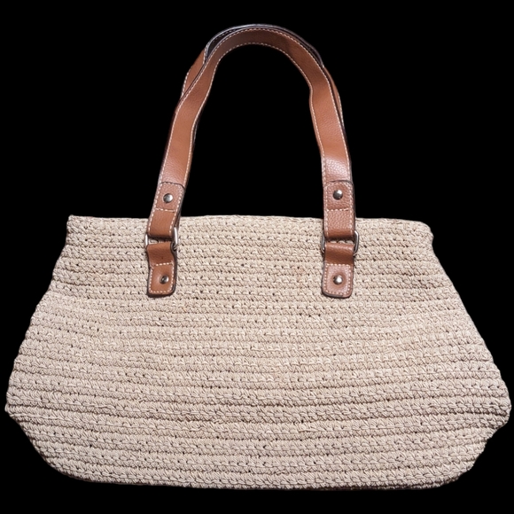 Angel Heart Treasures Handbags - Woven Textured Tan & Brown Purse Handbag with Pockets